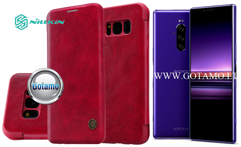 Nillkin Qin odinis dėklas Sony Xperia 1, Sony Xperia XZ4 raudonos spalvos