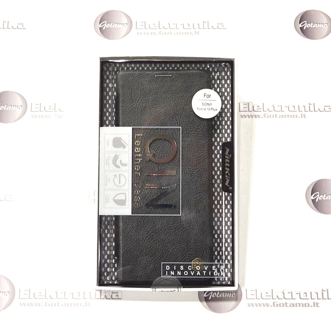 Nillkin Qin odinis dėklas Sony Xperia 10 Plus Sony Xperia XA3 Ultra telefonams juodos spalvos 5 Nillkin Qin odinis dėklas Sony Xperia 10 Plus, Sony Xperia XA3 Ultra apsauga telefonui Sony Xperia 10 Plus, Sony Xperia