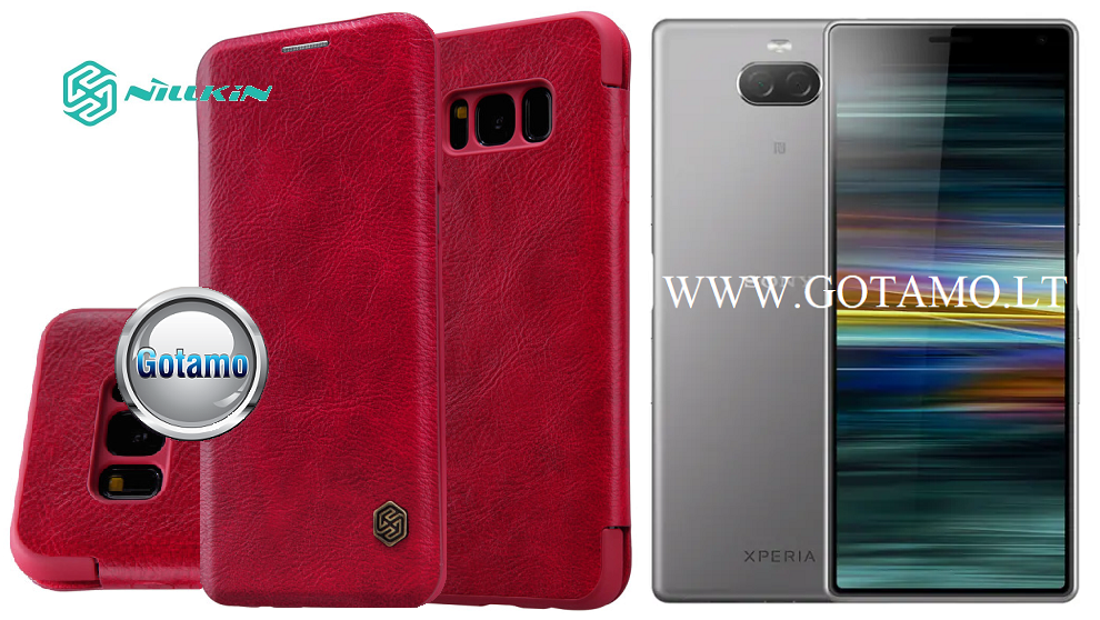 Nillkin Qin odinis dėklas Sony Xperia 10 Plus, Sony Xperia XA3 Ultra raudonos spalvos