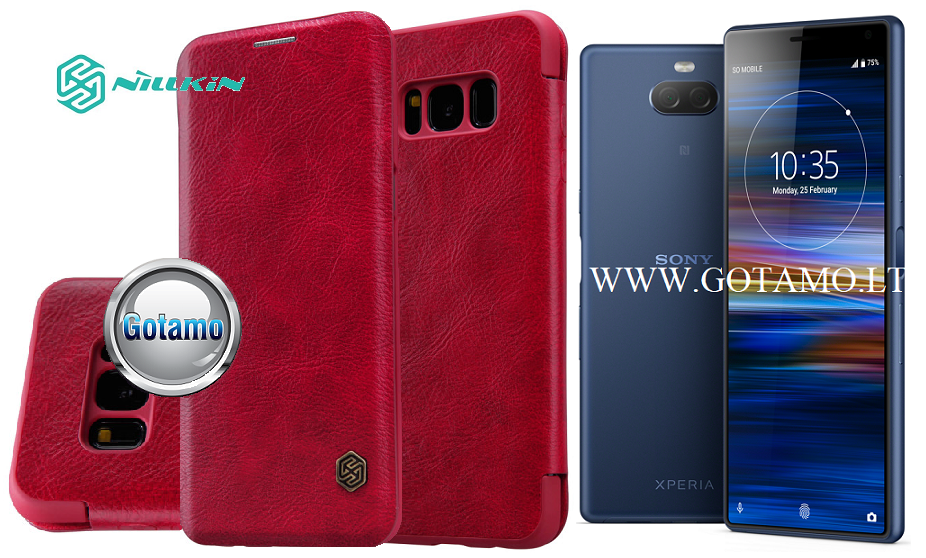 Nillkin Qin odinis dėklas Sony Xperia 10, Sony Xperia XA3 raudonos spalvos
