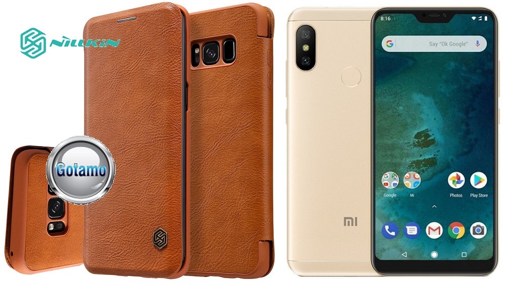Nillkin Qin odinis dėklas Xiaomi Mi A2 Lite, Xiaomi Redmi 6 Pro telefonams rudos spalvos