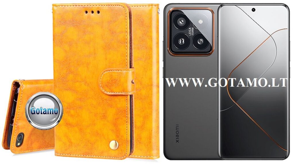 Odyssey dėklas Xiaomi 14 Pro telefonui garstyčių spalvos