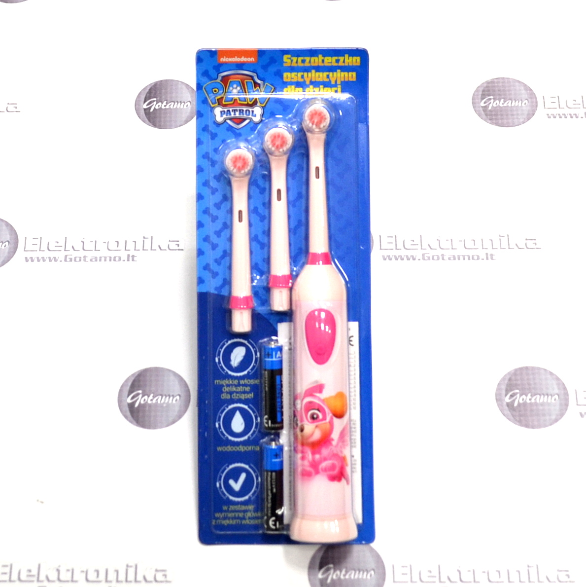 Paw Patrol elektrinis dantų šepetėlis Sky (rožinis) 2 dantų šepetėlis Sky Paw Patrol 2