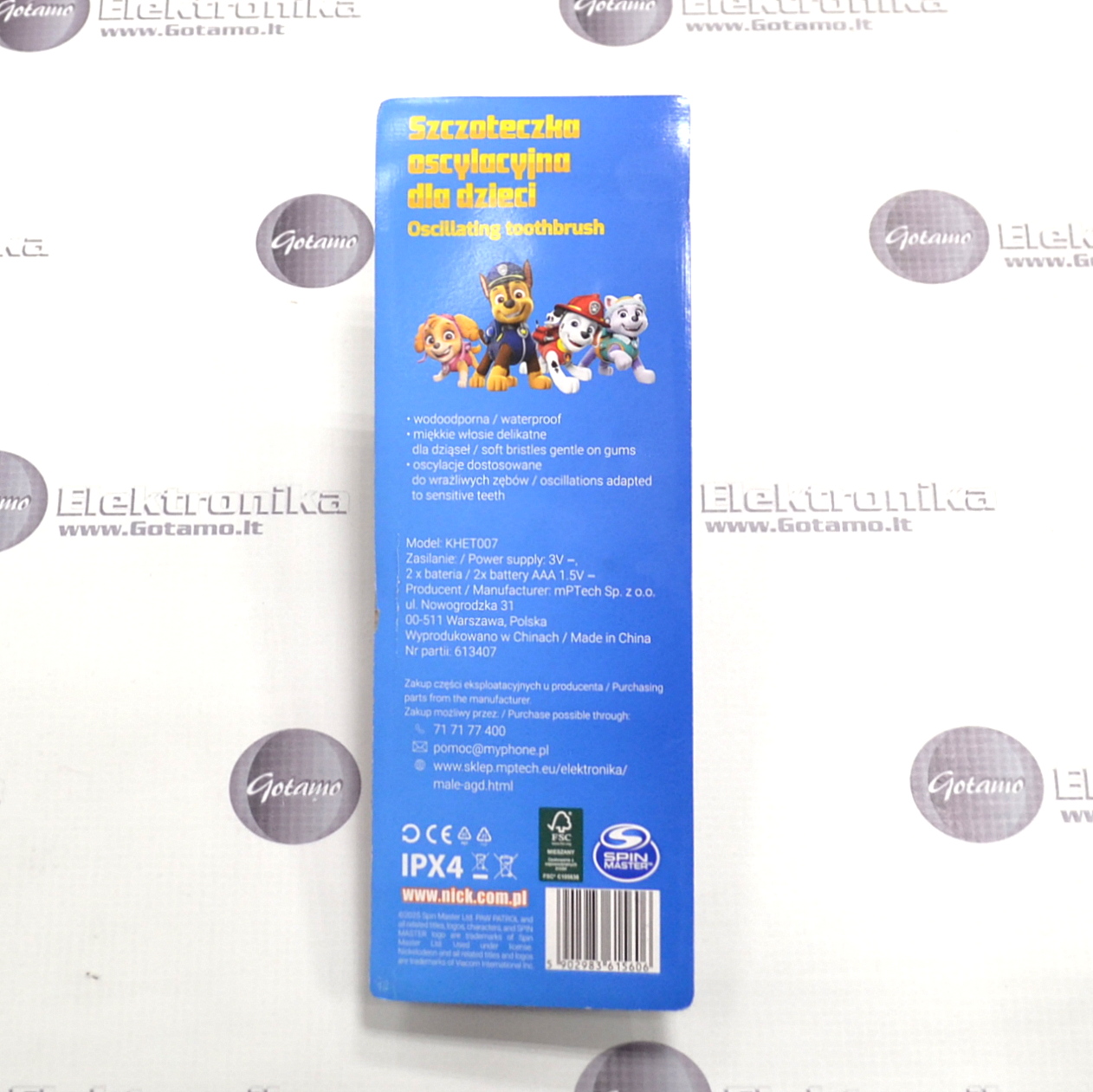 Paw Patrol elektrinis dantų šepetėlis Sky (rožinis) 3 dantų šepetėlis Sky Paw Patrol 3