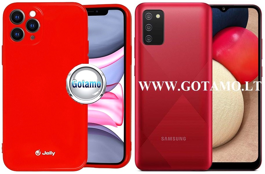 Pearl Jelly dėklas Samsung Galaxy A03s raudonos spalvos