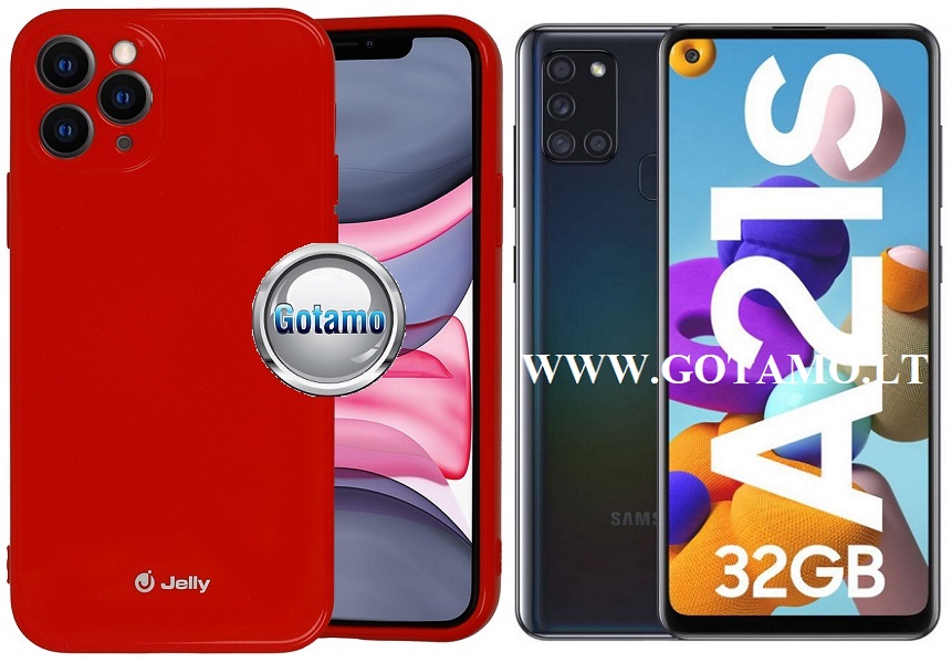 Pearl Jelly dėklas Samsung Galaxy A21s raudonos spalvos