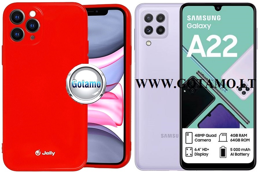 Pearl Jelly dėklas Samsung Galaxy A22 raudonos spalvos