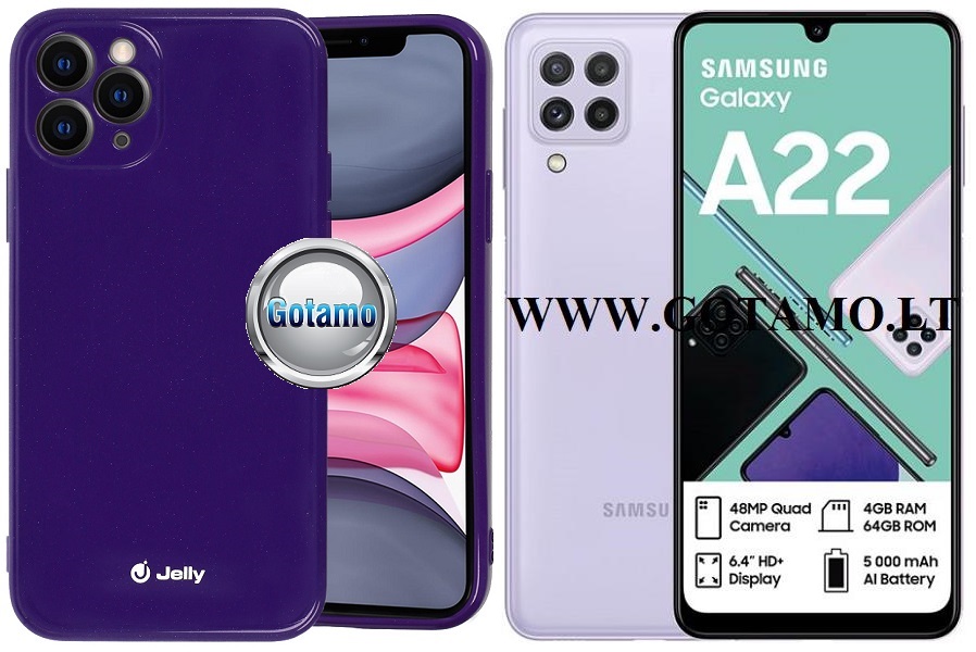 Pearl Jelly dėklas Samsung Galaxy A22 violetinės spalvos