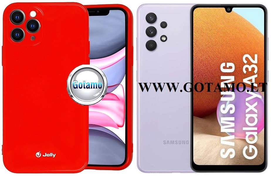 Pearl Jelly dėklas Samsung Galaxy A32 raudonos spalvos