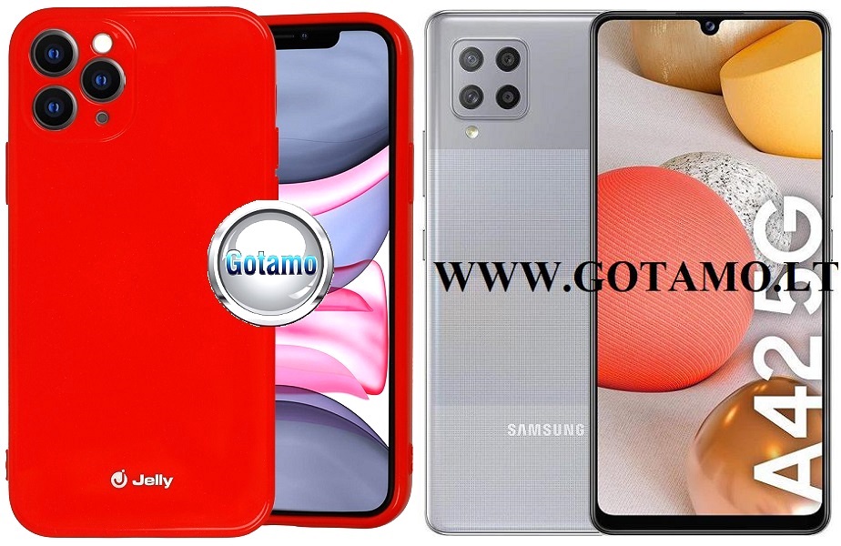 Pearl Jelly dėklas Samsung Galaxy A42 5G raudonos spalvos