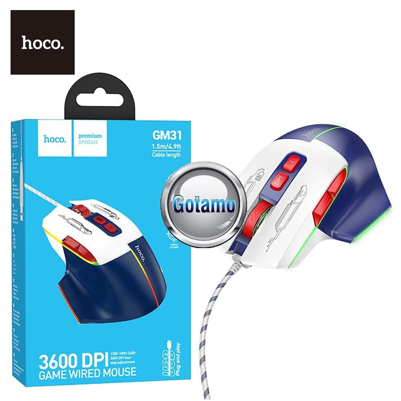 Pelė žaidimams 3600DPI Hoco mėlynai