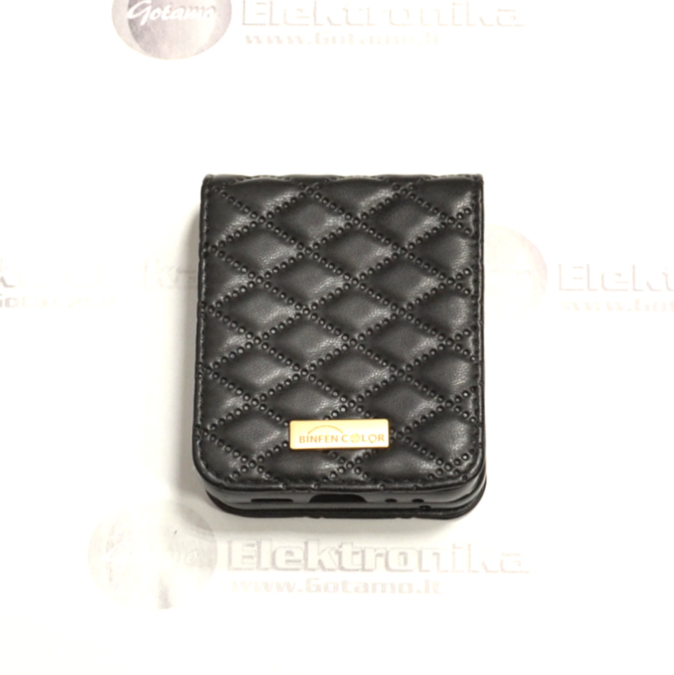 Quilt dėklas Samsung Galaxy Z Flip 5 telefonui juodos spalvos 2 Quilt dėklas Samsung Galaxy Z Flip 5 – nuotrauka 2