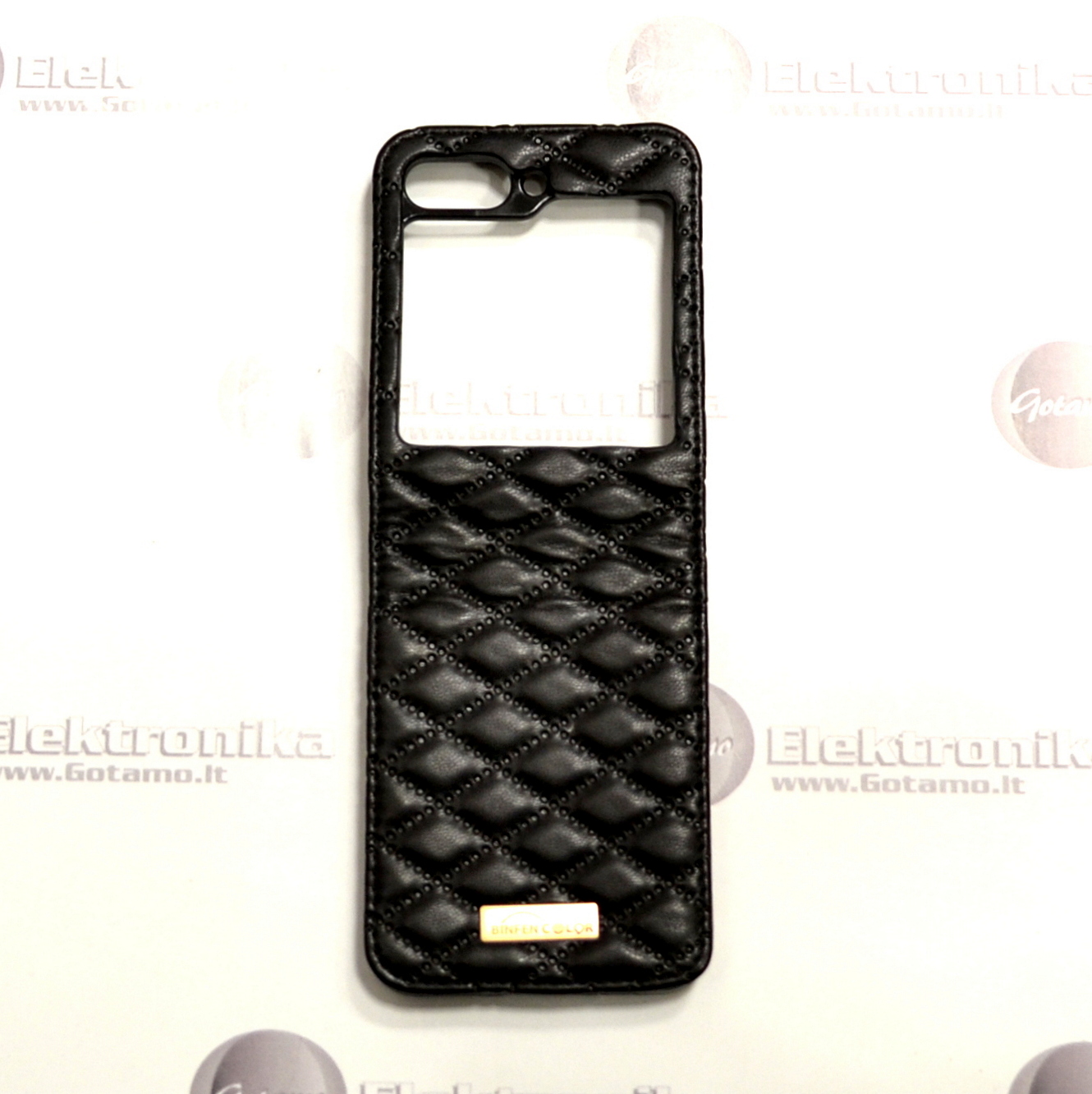 Quilt dėklas Samsung Galaxy Z Flip 5 telefonui juodos spalvos 4 Quilt dėklas Samsung Galaxy Z Flip 5 – nuotrauka 4