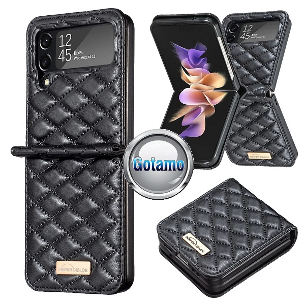 Quilt dėklas Samsung Galaxy Z Flip 5 telefonui juodos spalvos 6 Quilt dėklas Samsung Galaxy Z Flip 5 – nuotrauka 6