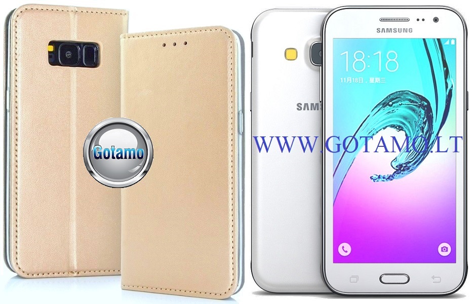 Re-Cap magnetinis dėklas Samsung Galaxy J3 (2016) mobiliajam aukso spalvos