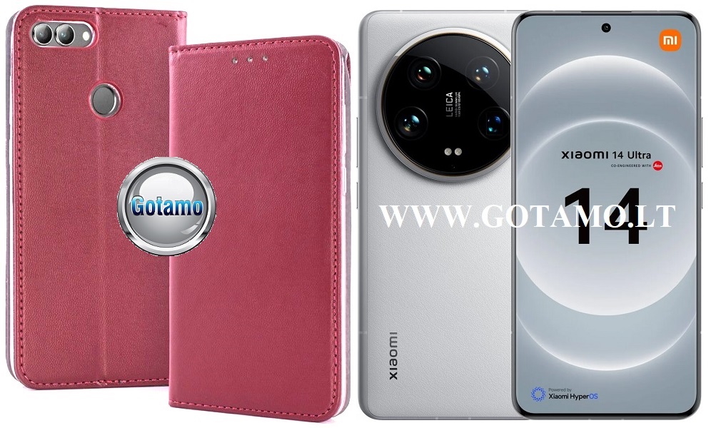 Re-Cap magnetinis dėklas Xiaomi 14 Ultra mobiliajam telefonui tamsiai raudonos (bordo) spalvos