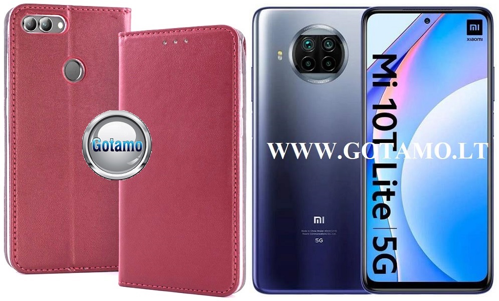 Re-Cap magnetinis dėklas Xiaomi Mi 10T Lite 5G mobiliajam telefonui tamsiai raudonos (bordo) spalvos