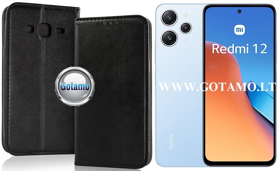 Re-Cap magnetinis dėklas Xiaomi Redmi 12, Xiaomi Redmi 12 5G mobiliesiems telefonams juodos spalvos