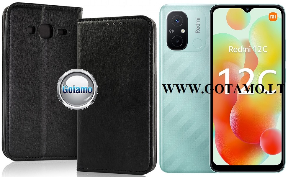 Re-Cap magnetinis dėklas Xiaomi Redmi 12C mobiliajam telefonui juodos spalvos