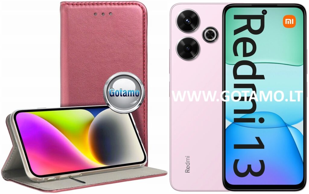Re-Cap magnetinis dėklas Xiaomi Redmi 13, Xiaomi Redmi 13 5G telefonams bordo spalvos