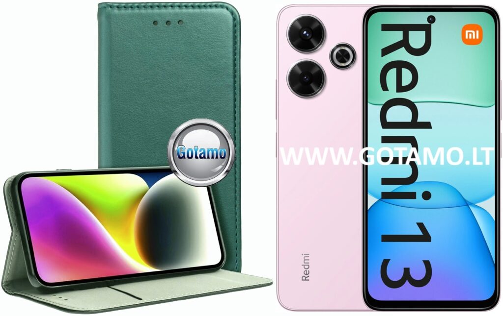 Re-Cap magnetinis dėklas Xiaomi Redmi 13, Xiaomi Redmi 13 5G telefonams smaragdinės žalios spalvos