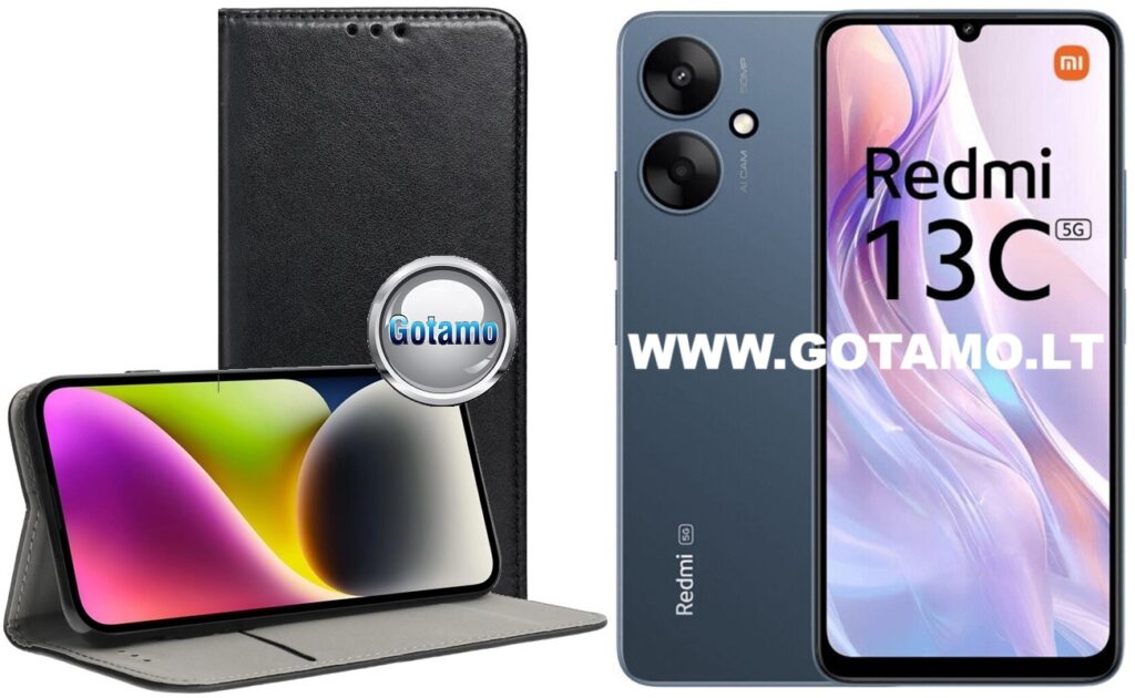 Re-Cap magnetinis dėklas Xiaomi Redmi 13C 5G mobiliajam telefonui juodos spalvos