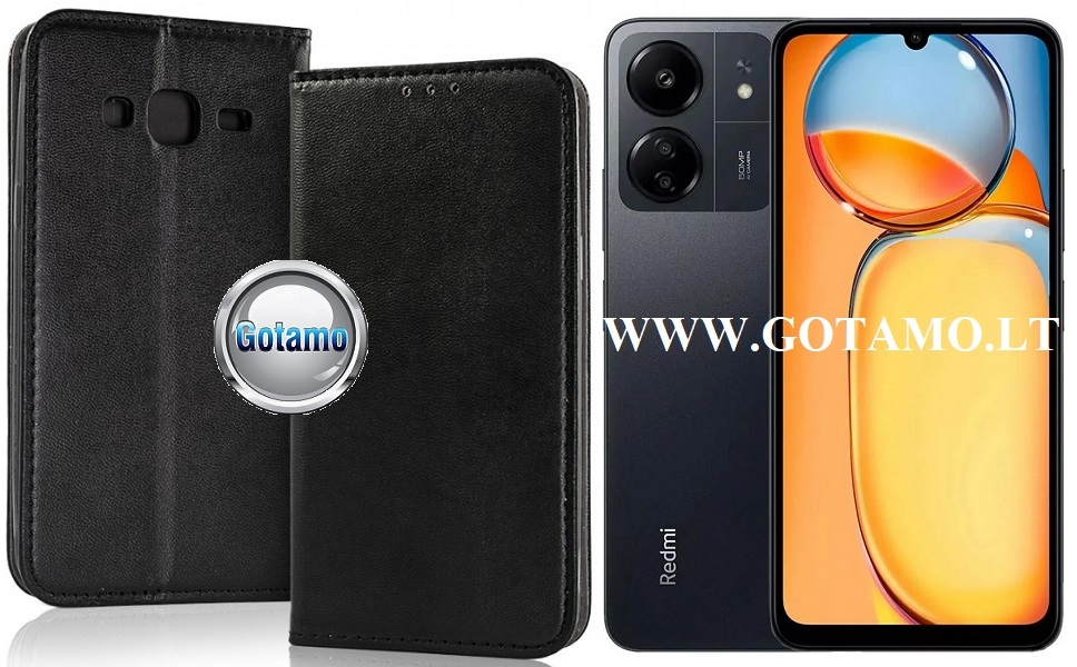 Re-Cap magnetinis dėklas Xiaomi Redmi 13C, Xiaomi Poco C65 mobiliesiems telefonams juodos spalvos