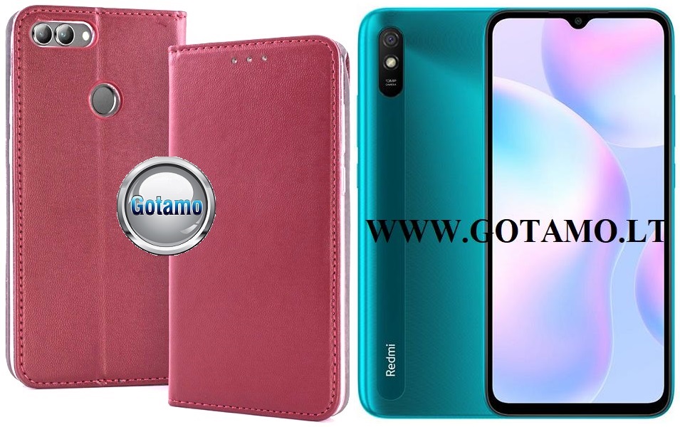 Re-Cap magnetinis dėklas Xiaomi Redmi 9A mobiliajam telefonui tamsiai raudonos (bordo) spalvos