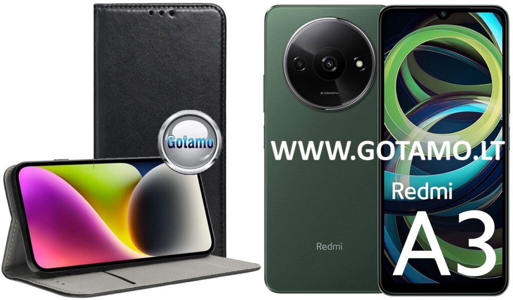 Re-Cap magnetinis dėklas Xiaomi Redmi A3 telefonui juodos spalvos