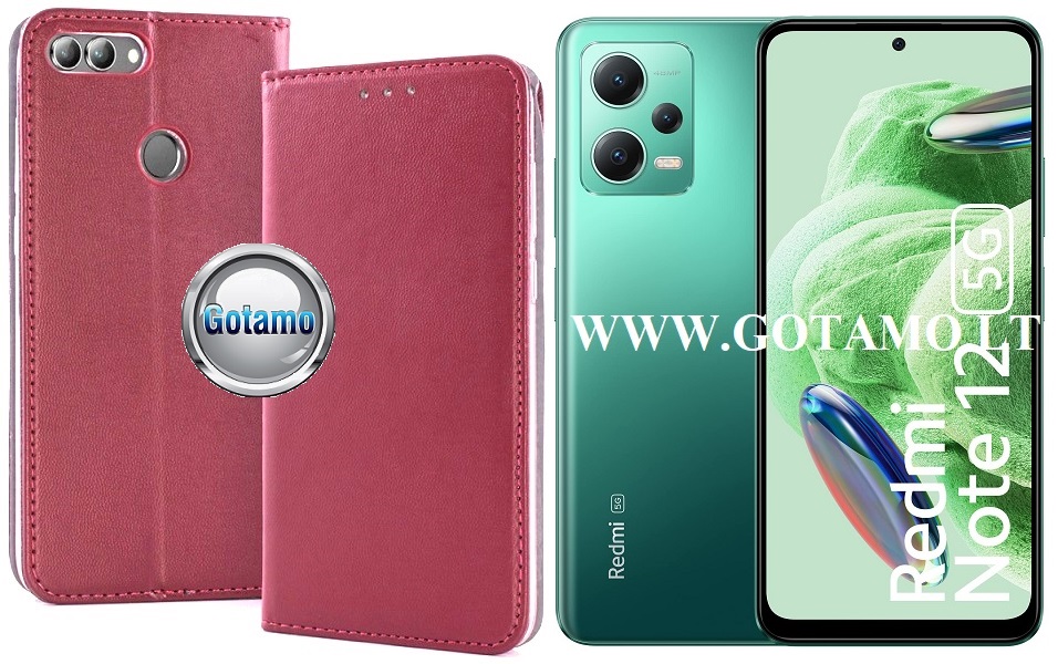 Re-Cap magnetinis dėklas Xiaomi Redmi Note 12, Xiaomi Poco X5 mobiliesiems telefonams tamsiai raudonos (bordo) spalvos