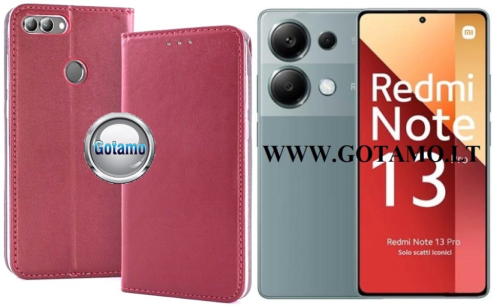 Re-Cap magnetinis dėklas Xiaomi Redmi Note 13 Pro 4G, Xiaomi Poco M6 Pro mobiliesiems telefonams tamsiai raudonos (bordo) spalvos