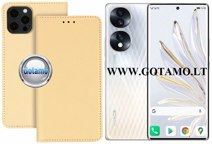 Re-Grid magnetinis dėklas Honor 70 telefonui aukso spalvos