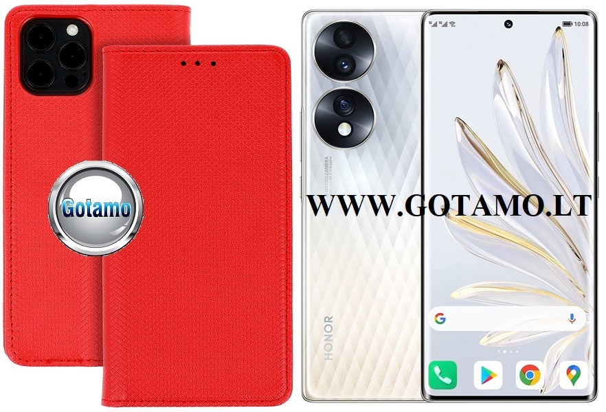 Re-Grid magnetinis dėklas Honor 70 telefonui raudonos spalvos