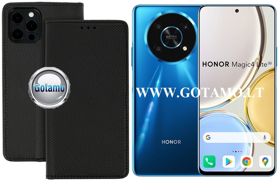 Re-Grid magnetinis dėklas Honor Magic 4 Lite telefonui juodos spalvos