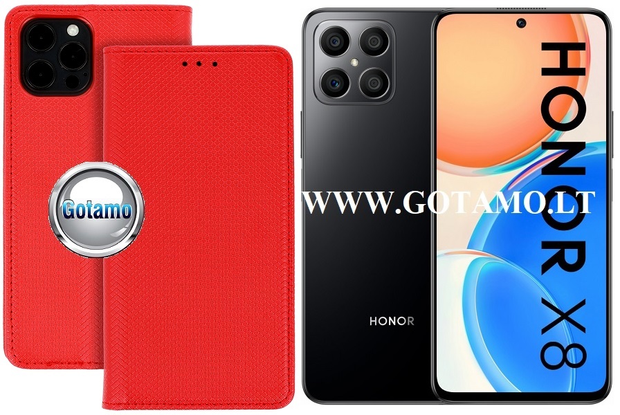 Re-Grid magnetinis dėklas Honor X8 telefonui raudonos spalvos