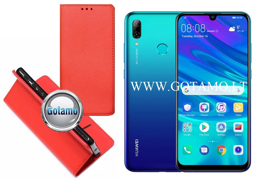 Re-Grid magnetinis dėklas Huawei P Smart (2019) telefonams raudonos spalvos