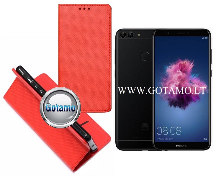 Re-Grid magnetinis dėklas Huawei P Smart telefonams raudonos spalvos