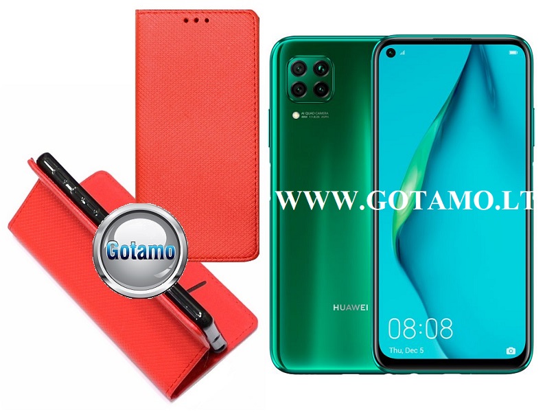Re-Grid magnetinis dėklas Huawei P40 Lite mobiliesiems telefonams raudonos spalvos