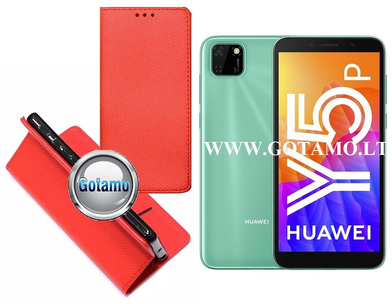 Re-Grid magnetinis dėklas Huawei Y5p telefonams raudonos spalvos