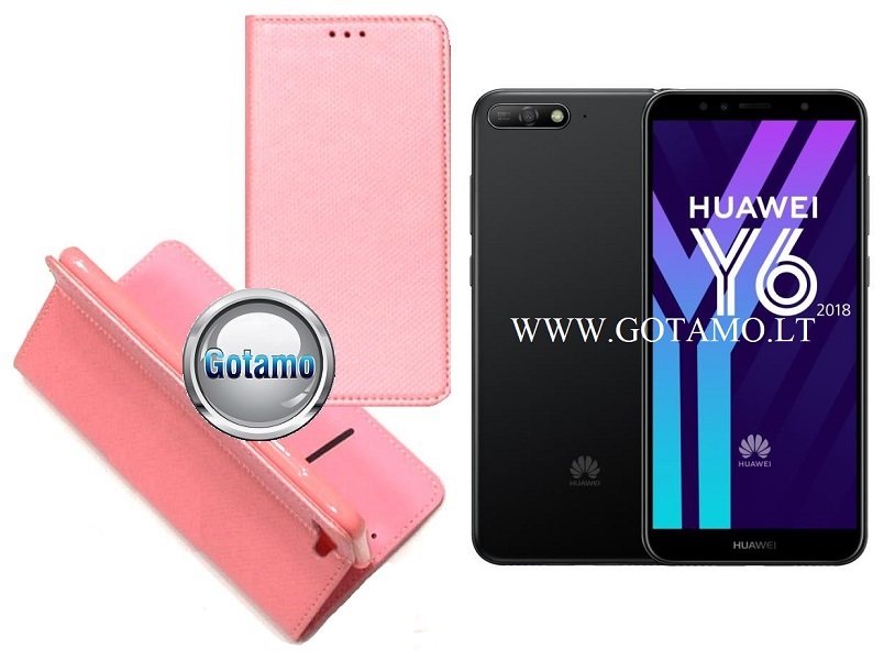 Re-Grid magnetinis dėklas Huawei Y6 (2018) Huawei Honor 7A telefonams šviesiai rožinės spalvos
