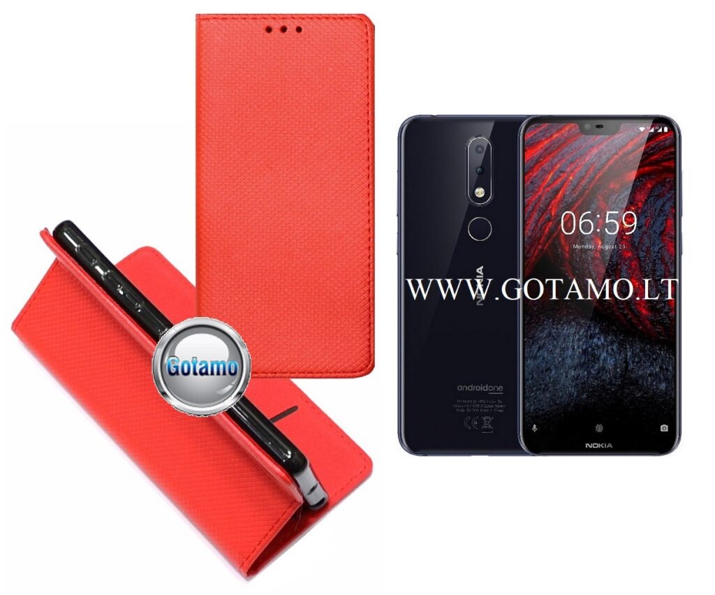 Re-Grid magnetinis dėklas Nokia 6.1 Plus raudona