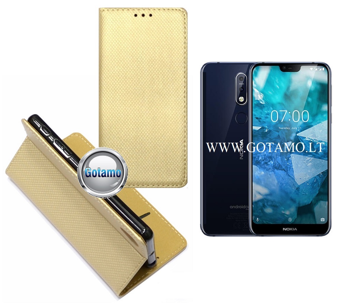 Re-Grid magnetinis dėklas Nokia 7.1 telefonams aukso spalvos 1 Re-Grid magnetinis dėklas Nokia 7.1 auksinė