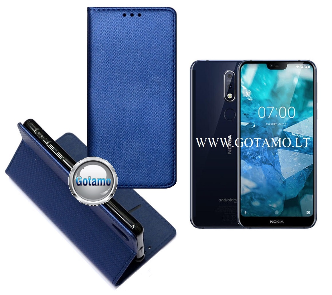 Re-Grid magnetinis dėklas Nokia 7.1 telefonams mėlynos spalvos 1 Re-Grid magnetinis dėklas Nokia 7.1 mėlyna
