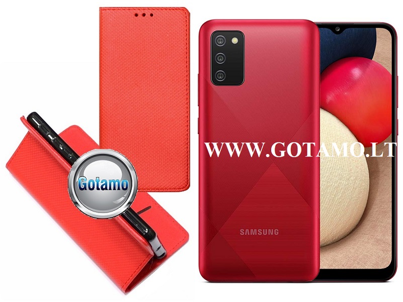 Re-Grid magnetinis dėklas Samsung Galaxy A03s raudonos spalvos