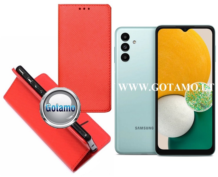 Re-Grid magnetinis dėklas Samsung Galaxy A04s raudonos spalvos