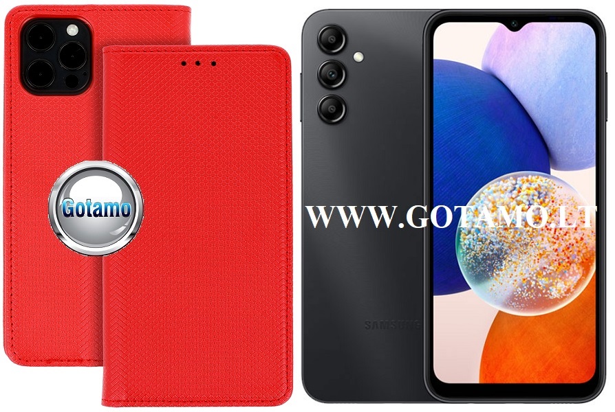 Re-Grid magnetinis dėklas Samsung Galaxy A14 5G raudonos spalvos