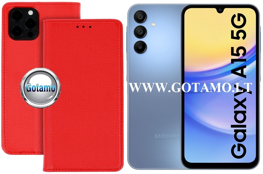 Re-Grid magnetinis dėklas Samsung Galaxy A15 5G raudonos spalvos