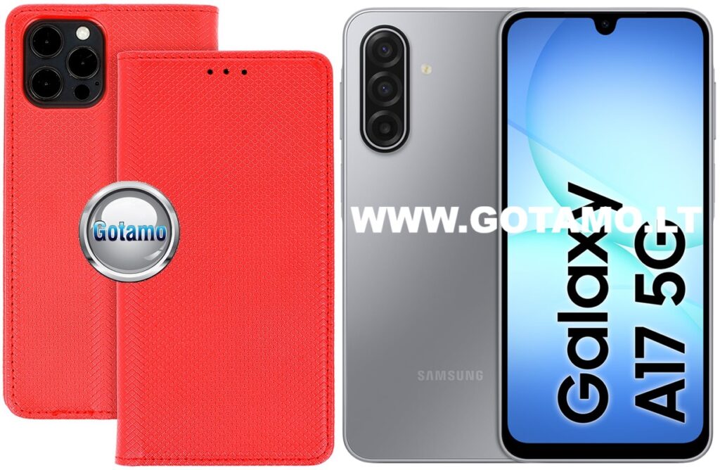 Re-Grid magnetinis dėklas Samsung Galaxy A17 raudonos spalvos