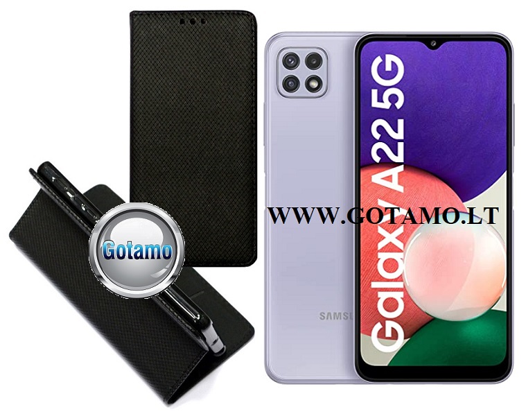 Re-Grid magnetinis dėklas Samsung Galaxy A22 5G juodos spalvos