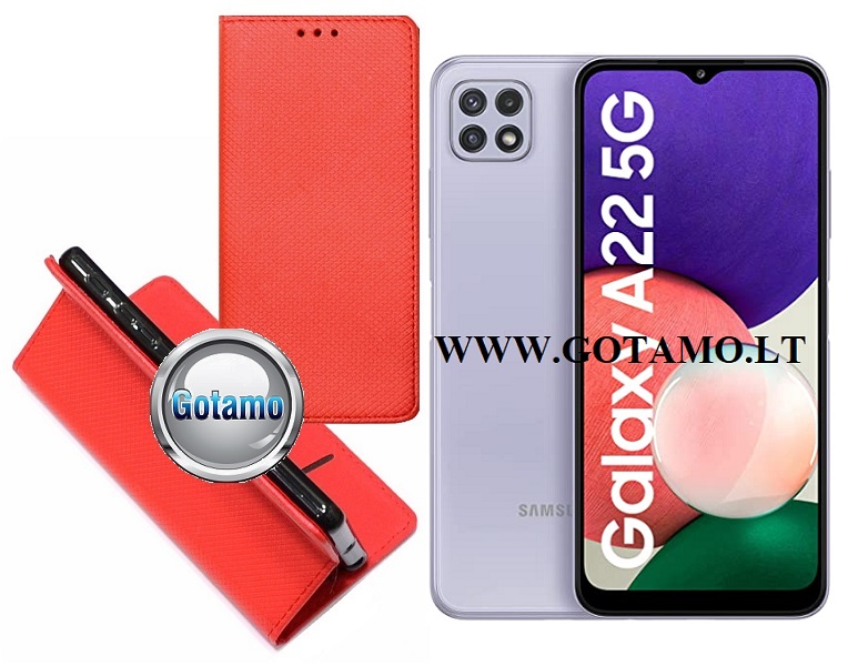 Re-Grid magnetinis dėklas Samsung Galaxy A22 5G raudonos spalvos